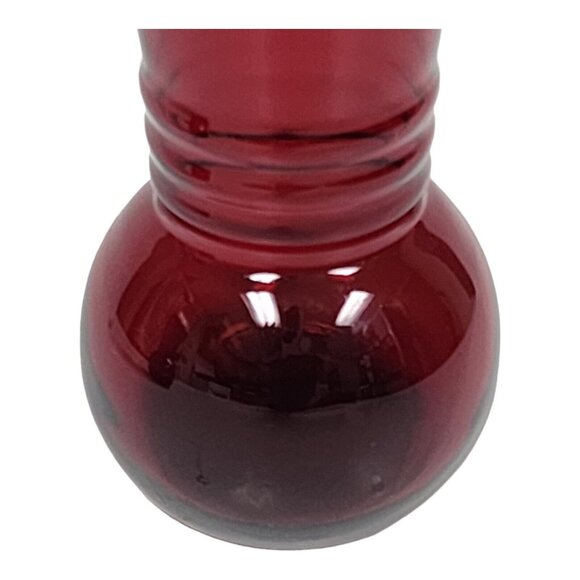 Anchor Hocking Royal Ruby Red Bud Vase Set 6 3/4" Ribbed Neck Romantic 30s Decor - Picture 13 of 14